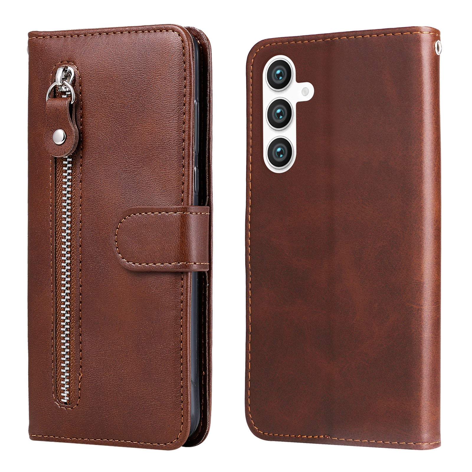 For Samsung Galaxy S23 FE Zipper Pocket Wallet Foldable Stand Anti-Scratch Calf Texture Phone Case Cell Phone Cover For Samsung Galaxy S23 FE Zipper Pocket Wallet Foldable Stand Anti-Scratch Calf Texture Phone Case Cell Phone Cover